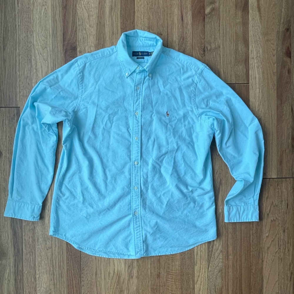 Ralph Lauren Classic Fit 100% Cotton‎ Oxford Button Down Shirt Men’s Sz XL Blue - Picture 2 of 10